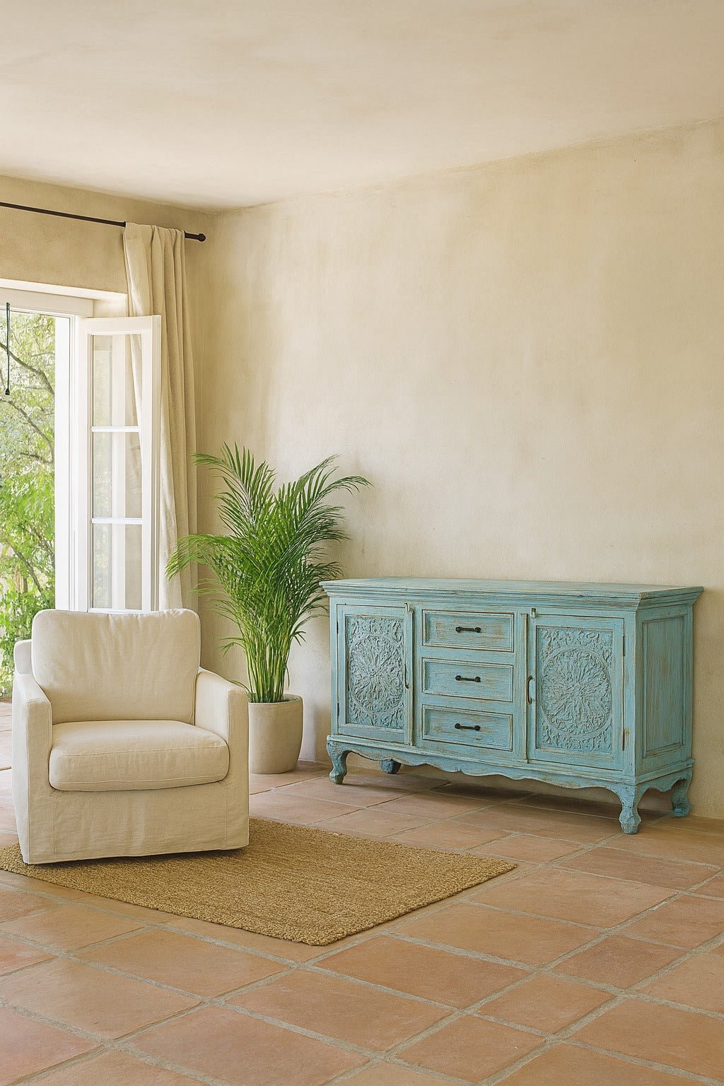 Blue Wooden Sideboard with Drawer Storage - DOBRI ARTS AU