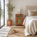 Bohemian Hand-Painted Floral Accent Bedside Cabinet - DOBRI ARTS AU