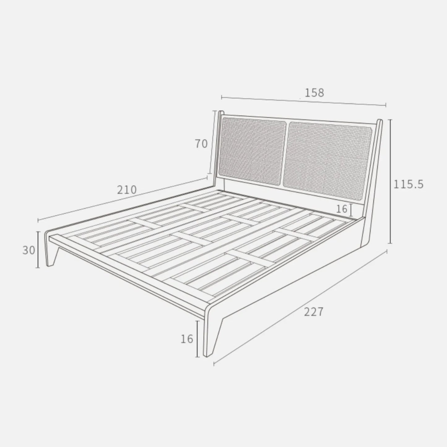 Calista Black Rattan Mango Wood Bed – Solid Wood Frame with Woven Cane Headboard - DOBRI ARTS AU