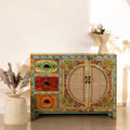 Cane Door Wooden Sideboard with Floral Drawers - DOBRI ARTS AU
