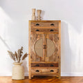 Carved Cane Panel Wooden Storage Cabinet with Multi-Drawer Design - DOBRI ARTS AU