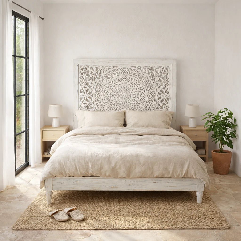 Celestia Mandala Carved Bed (King Size) - DOBRI ARTS AU
