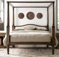 Century Sheesham Solid Wood Four Poster Bed – Luxury Canopy Bed Frame with Curved Upholstered Headboard | Queen, King & California King - DOBRI ARTS AU