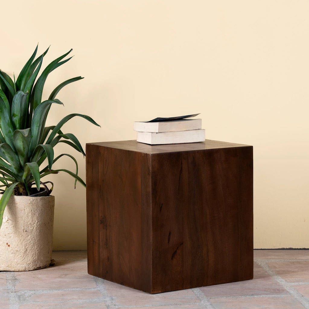 Chahat Solid Wood Cube Side Table - DOBRI ARTS AU