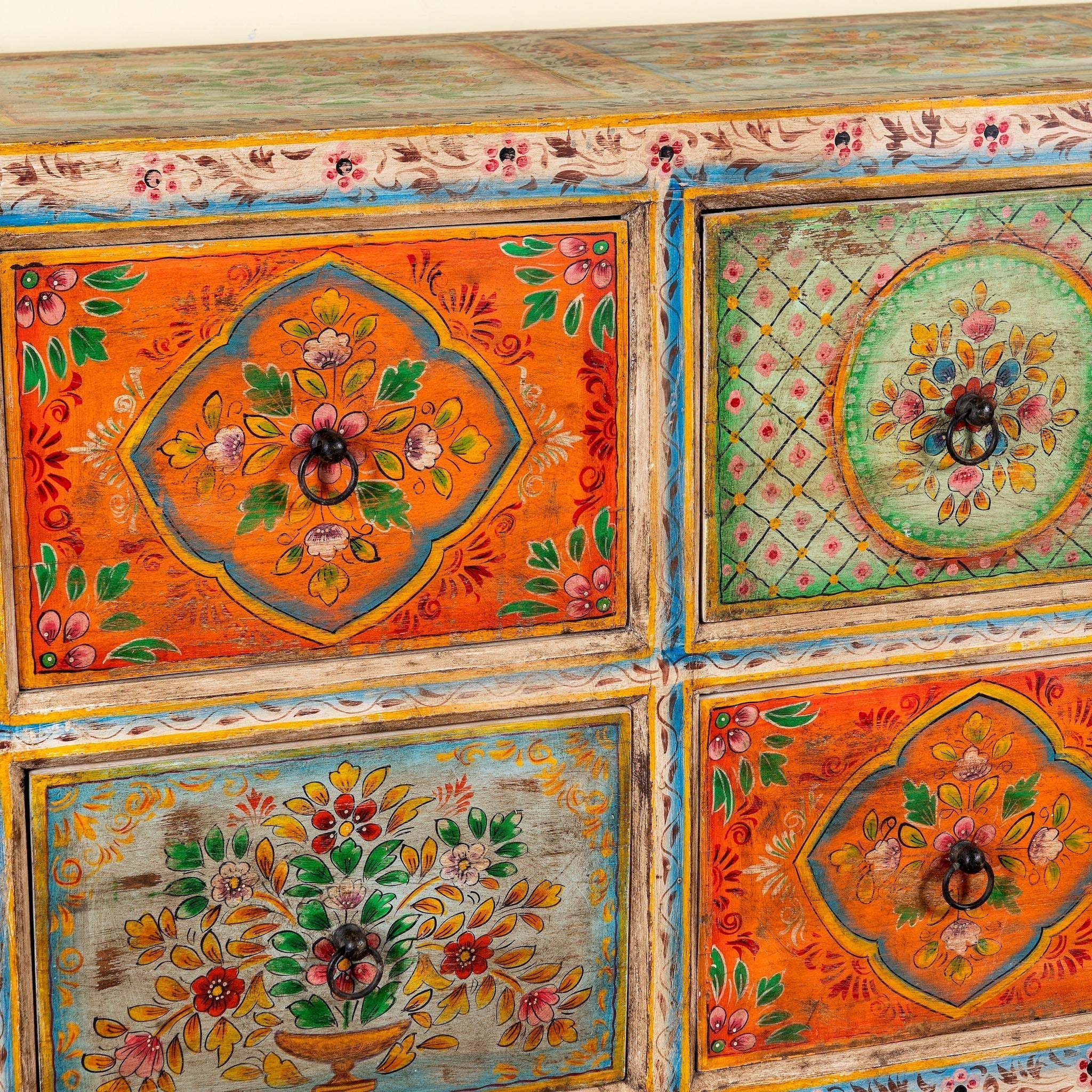 Charusree Hand-Painted Wooden Chest of Drawers - DOBRI ARTS AU
