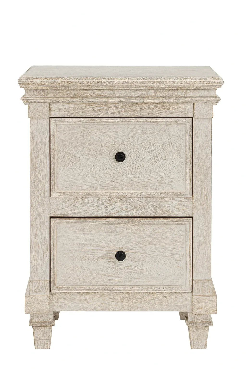 Classic Whitewashed Two Drawer Bedside Table - DOBRI ARTS AU