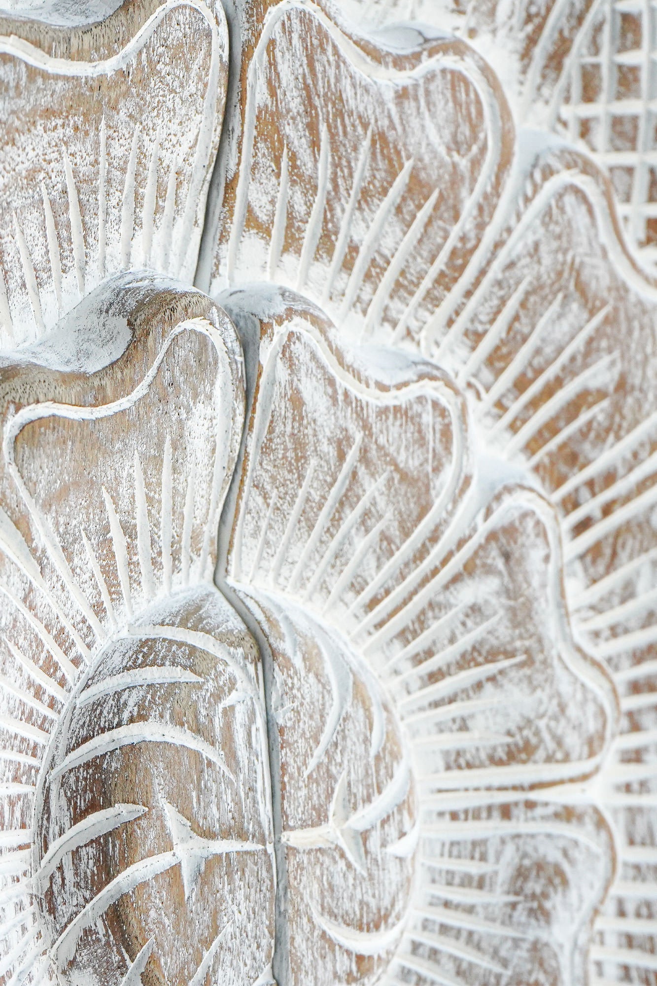 Coastal White Hand Carved Mango Wood Headboard – Ornate Floral Mandala Wall Panel - DOBRI ARTS AU