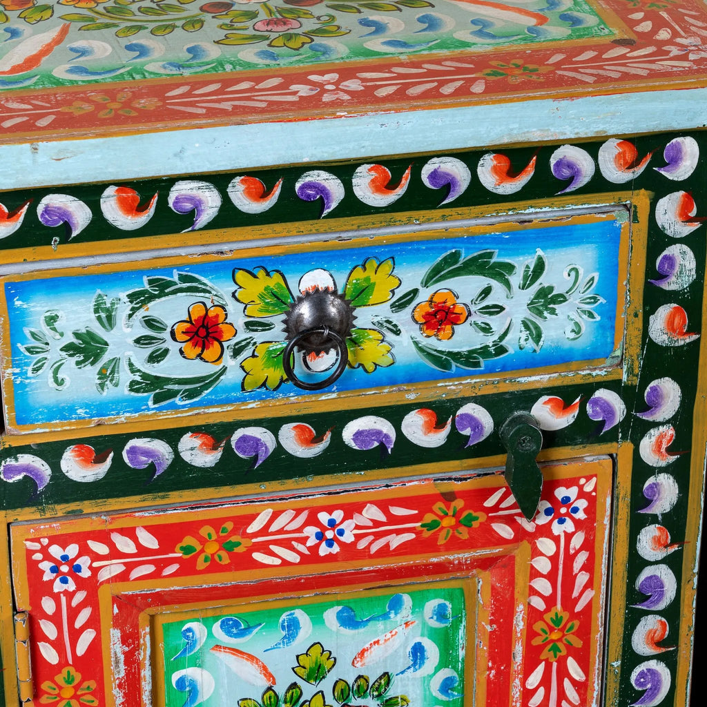 Colorful Hand-Painted Bohemian Bedside Cabinet - DOBRI ARTS AU