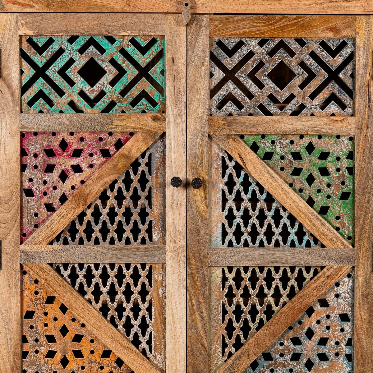 Daksh Hand-Carved Mango Wood Storage Cabinet - DOBRI ARTS AU