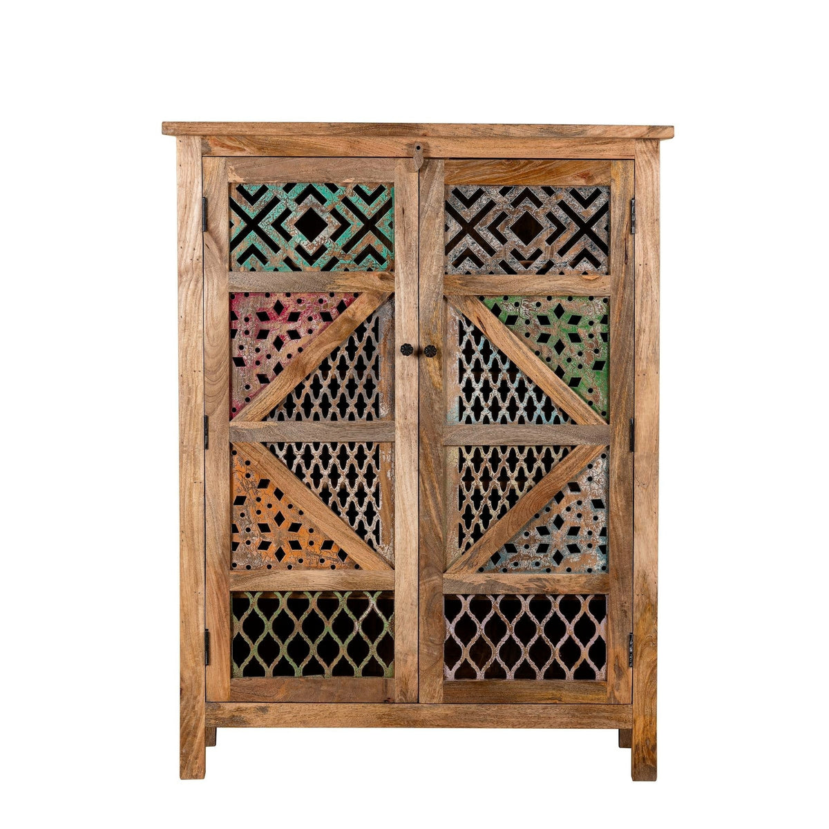 Daksh Hand-Carved Mango Wood Storage Cabinet - DOBRI ARTS AU