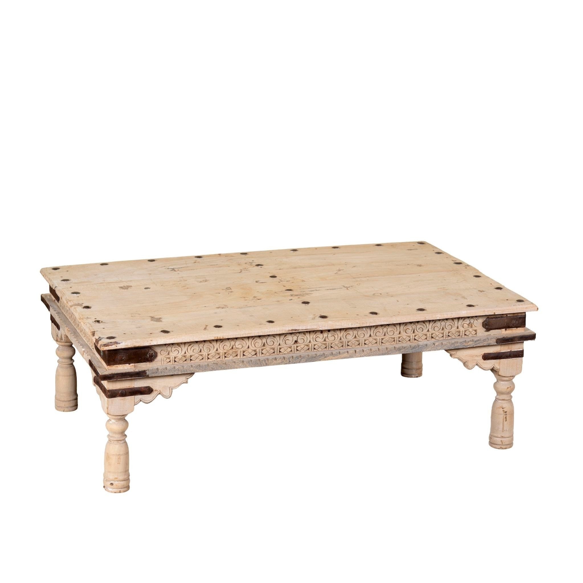 Daksha Solid Teak Wood Rustic Coffee Table - DOBRI ARTS AU