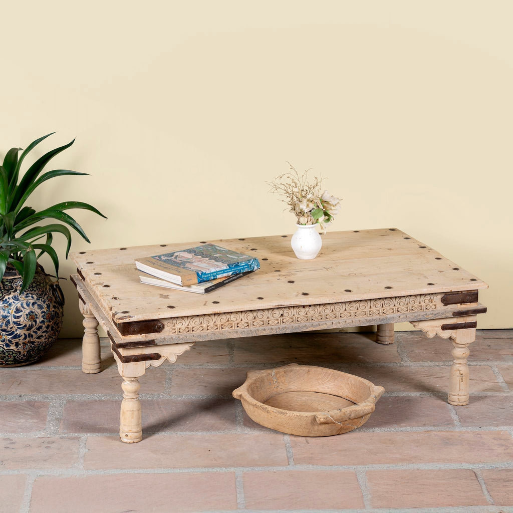 Daksha Solid Teak Wood Rustic Coffee Table - DOBRI ARTS AU