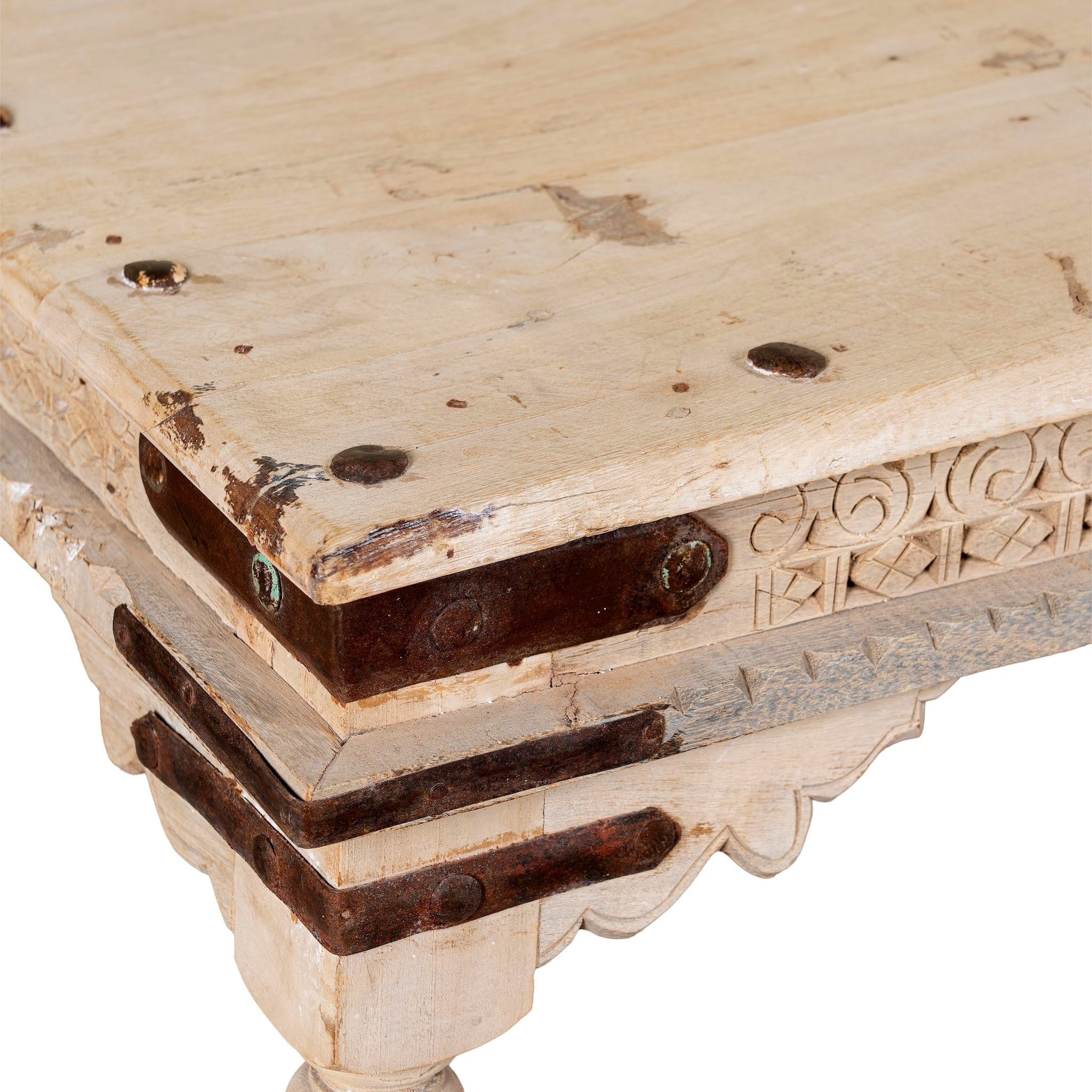 Daksha Solid Teak Wood Rustic Coffee Table - DOBRI ARTS AU