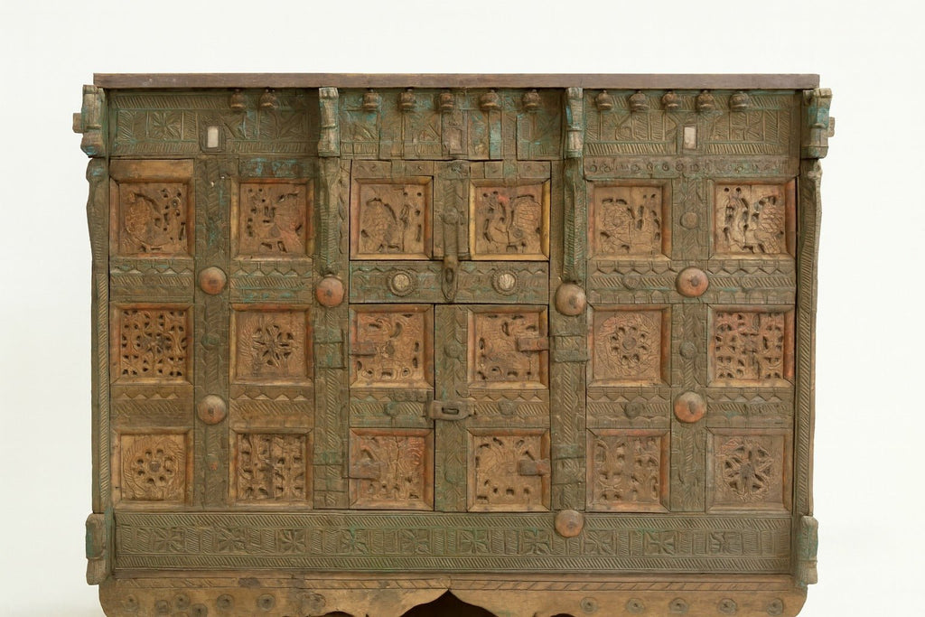 Damchya Antique Indian Carved Storage Chest - DOBRI ARTS AU