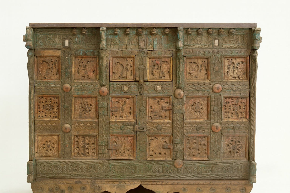 Damchya Antique Indian Carved Storage Chest - DOBRI ARTS AU