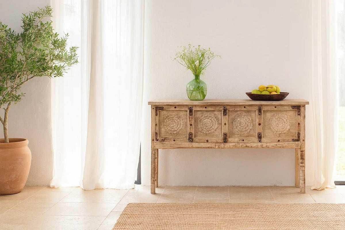 Devika Hand-Carved Teak Console Table - DOBRI ARTS AU