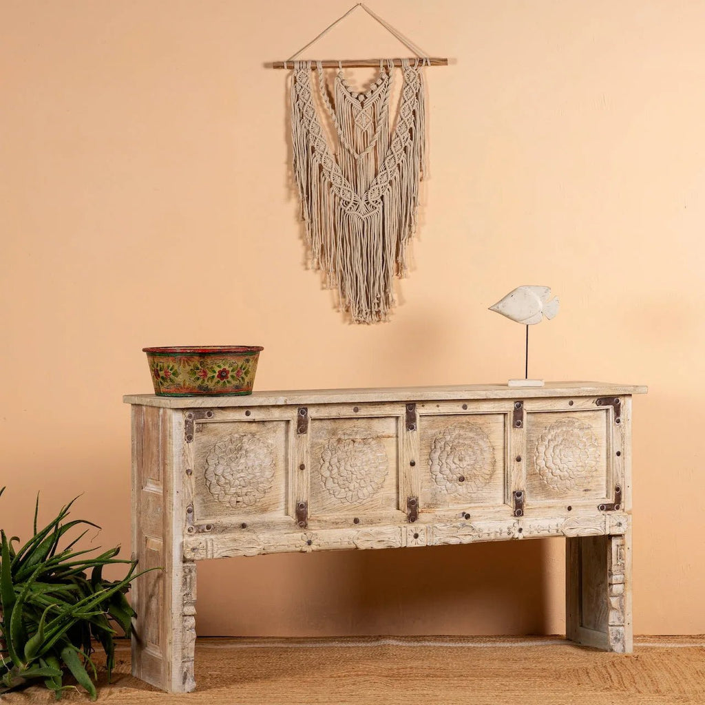 Devika Hand-Carved Teak Console Table - DOBRI ARTS AU