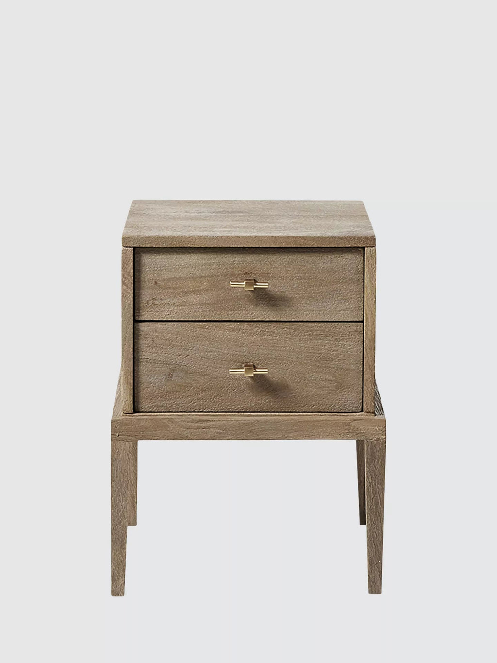 Devin Natural Mango Wood Bedside Table – Solid Wood Nightstand with 2 Drawers & Tapered Legs - DOBRI ARTS AU