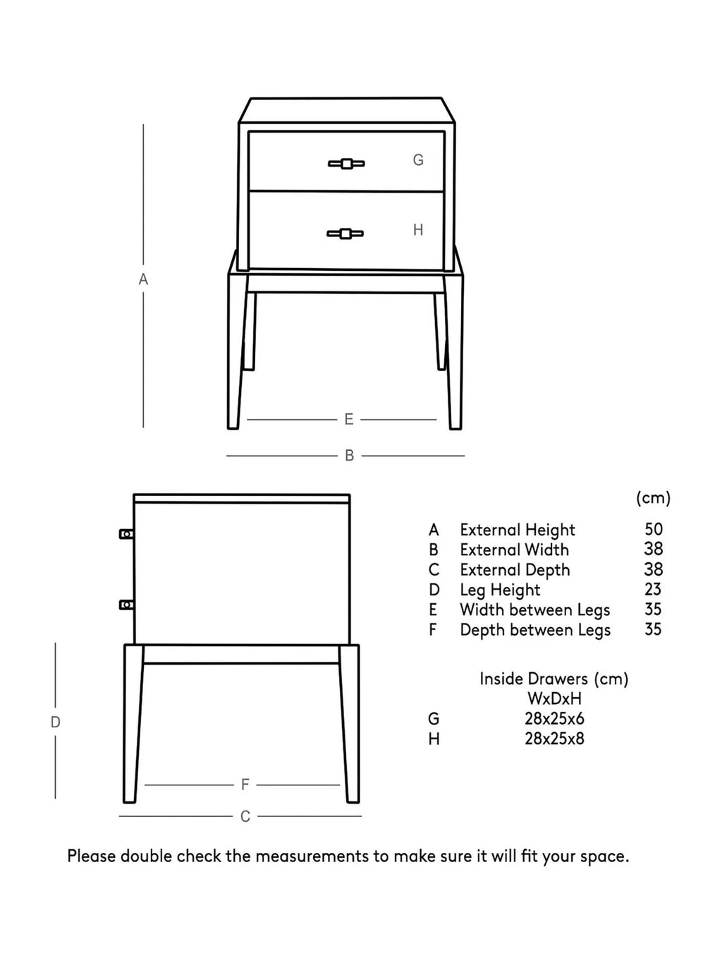 Devin Natural Mango Wood Bedside Table – Solid Wood Nightstand with 2 Drawers & Tapered Legs - DOBRI ARTS AU