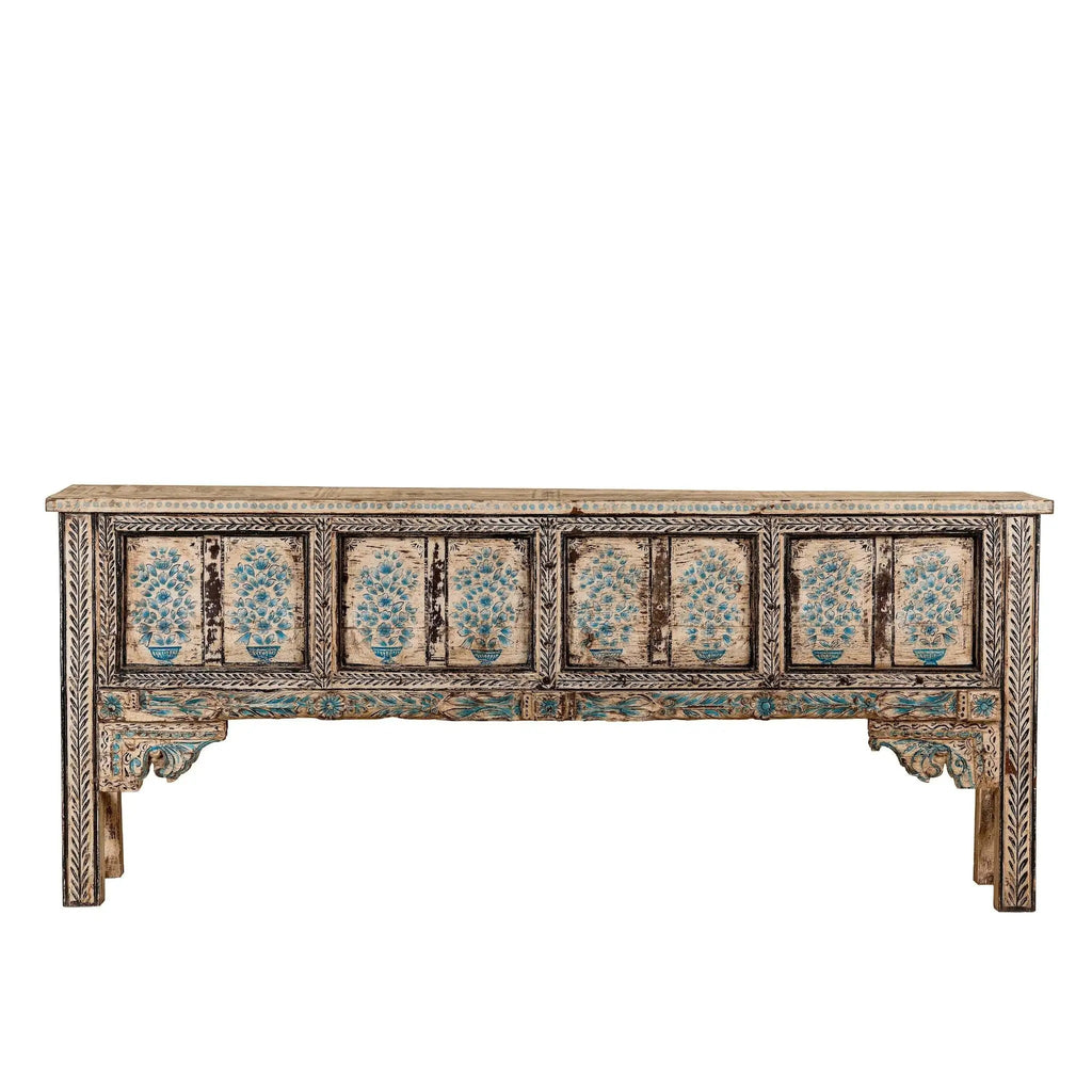 Dhanuk Hand-Painted Floral Console Table - DOBRI ARTS AU