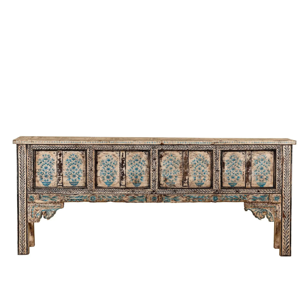 Dhanuk Hand-Painted Floral Console Table - DOBRI ARTS AU