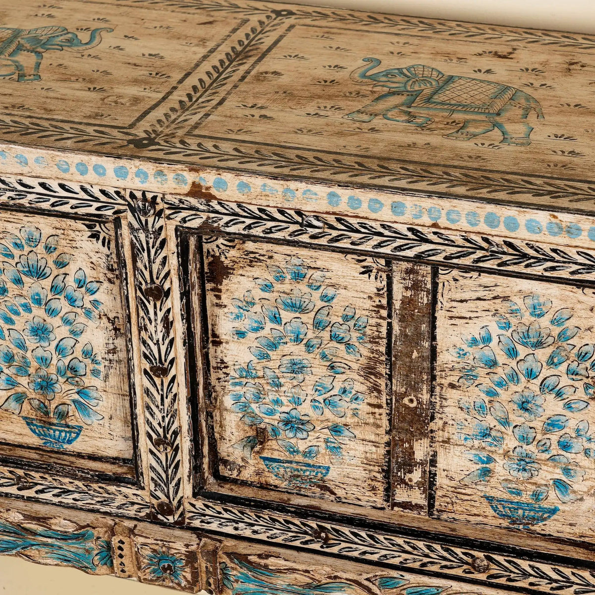 Dhanuk Hand-Painted Floral Console Table - DOBRI ARTS AU