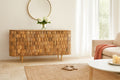 Dheera Faceted Mango Wood Sideboard with Brass Legs - DOBRI ARTS AU