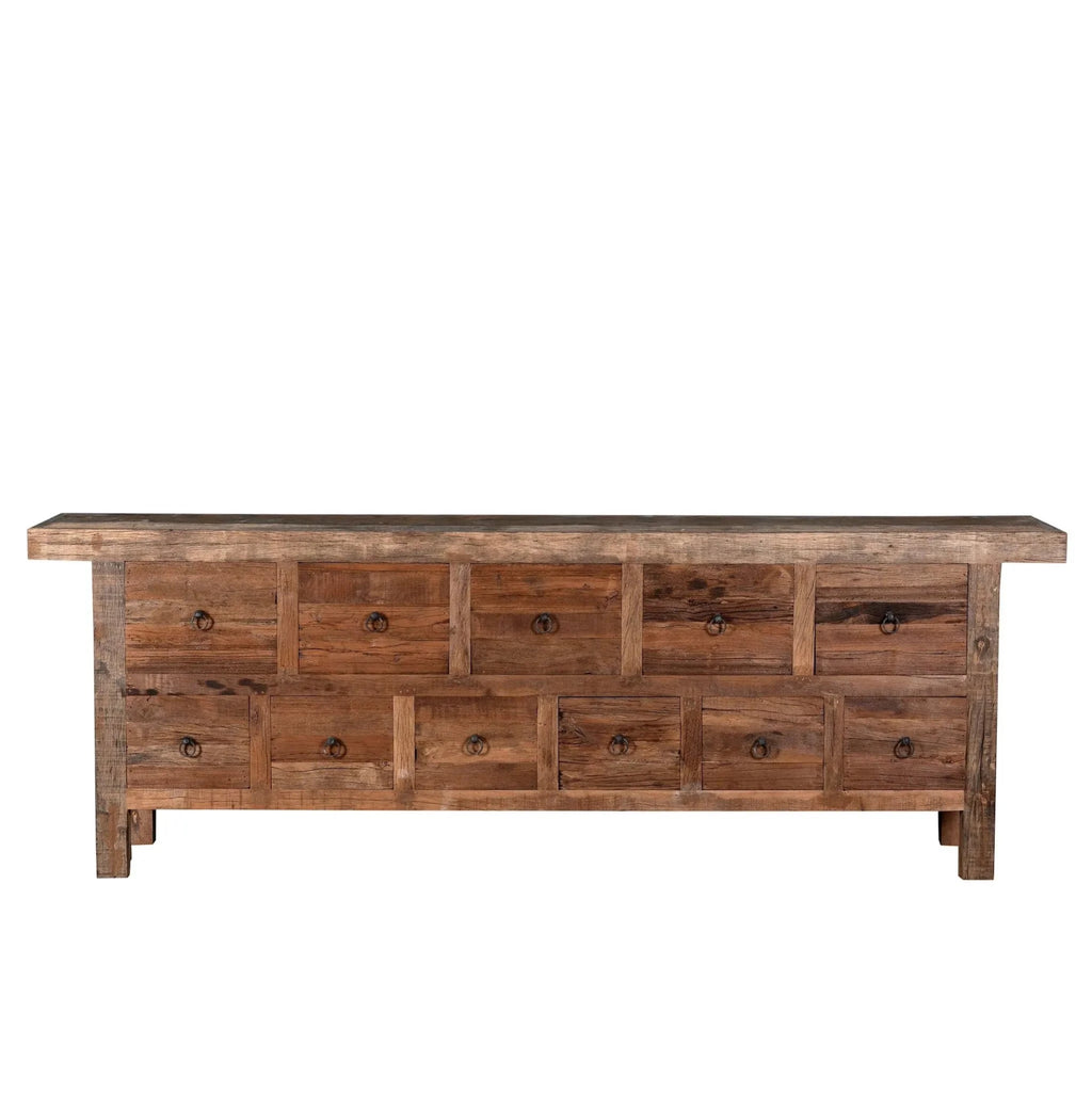 Dhwani Rustic Multi-Drawer Reclaimed Wood Console Table - DOBRI ARTS AU