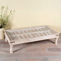Dhyana Large Hand-Carved Whitewashed Coffee Table - DOBRI ARTS AU