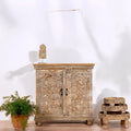 Distressed Floral Carved Wooden Storage Cabinet - DOBRI ARTS AU