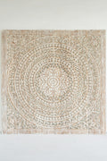 Distressed Hand Carved Mango Wood Mandala Headboard – Ornate Floral Medallion Boho Wall Panel - DOBRI ARTS AU
