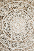 Distressed White Hand Carved Mango Wood Mandala Headboard – Ornate Floral Boho Wall Panel - DOBRI ARTS AU