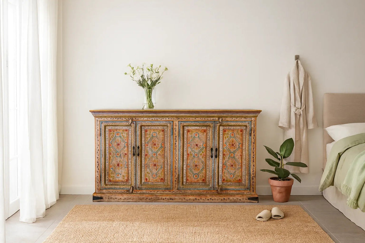 Divit Hand-Painted Reclaimed Wood Cabinet - DOBRI ARTS AU
