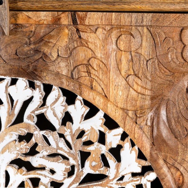 Double Tree of Life Hand-Carved Wooden Storage Cabinet - DOBRI ARTS AU