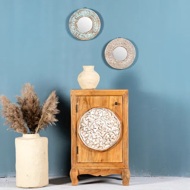 bedside table,
bedroom,
nightstand,
vintage bedside table,
rattan bedside table,
antique home decor,
white nightstand,
mid century modern dresser,
twin size bed,
room designer,