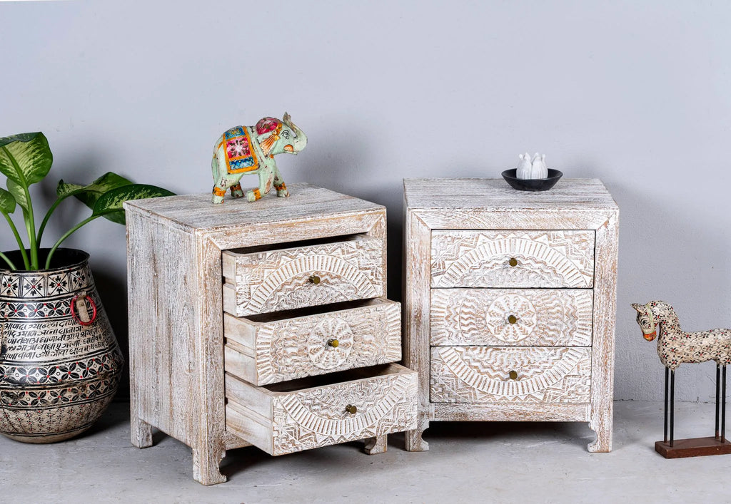 bedside table,
bedroom,
nightstand,
vintage bedside table,
rattan bedside table,
antique home decor,
white nightstand,
mid century modern dresser,
twin size bed,
room designer,