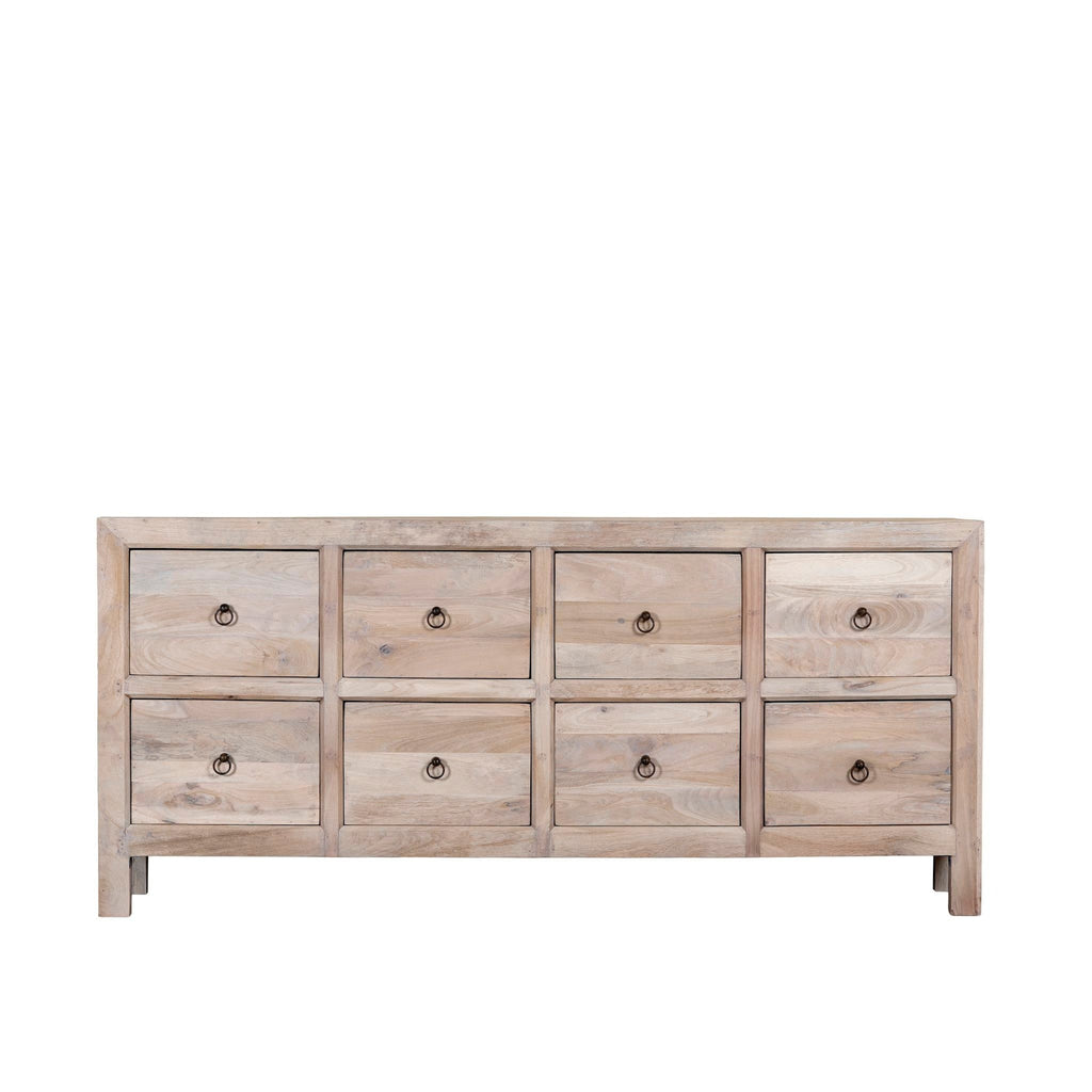 Dune Sideboard | Sandblasted Solid Mango Wood | 8 Drawer Storage Cabinet | Handcrafted in Jodhpur - DOBRI ARTS AU