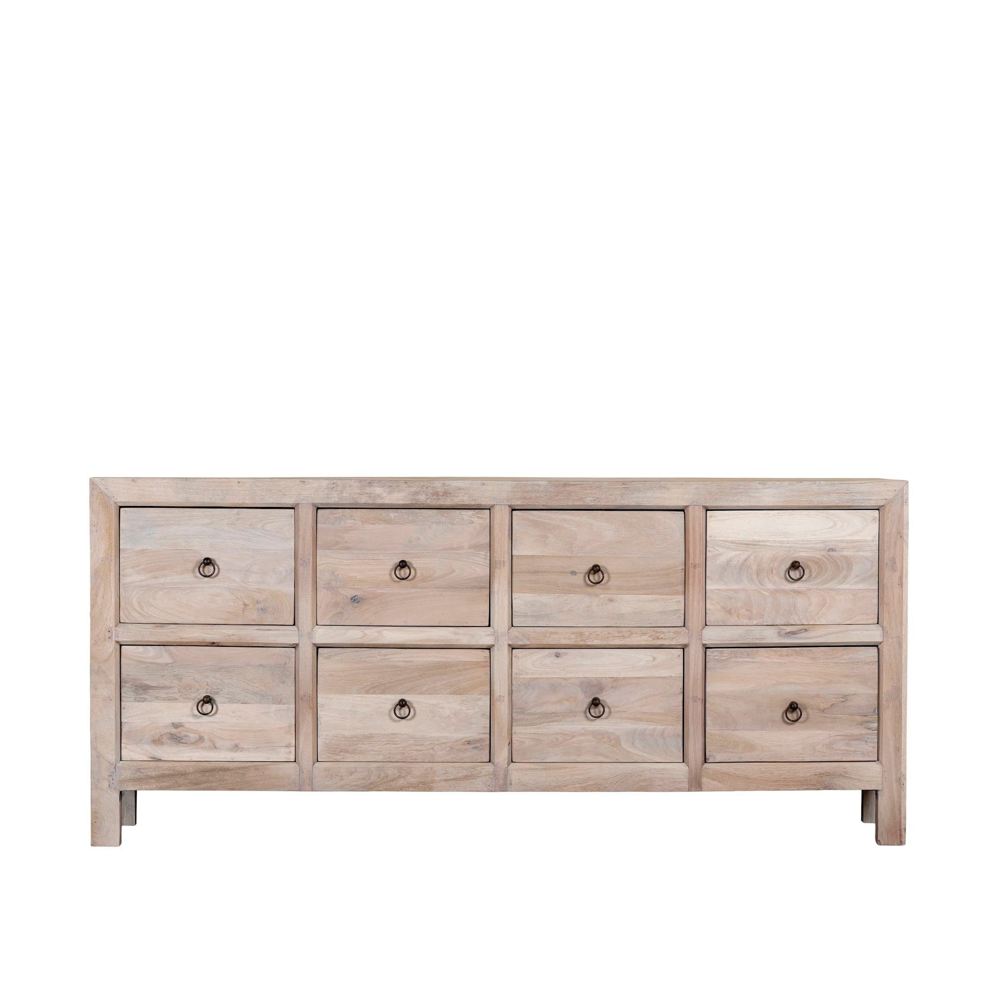 Dune Sideboard | Sandblasted Solid Mango Wood | 8 Drawer Storage Cabinet | Handcrafted in Jodhpur - DOBRI ARTS AU