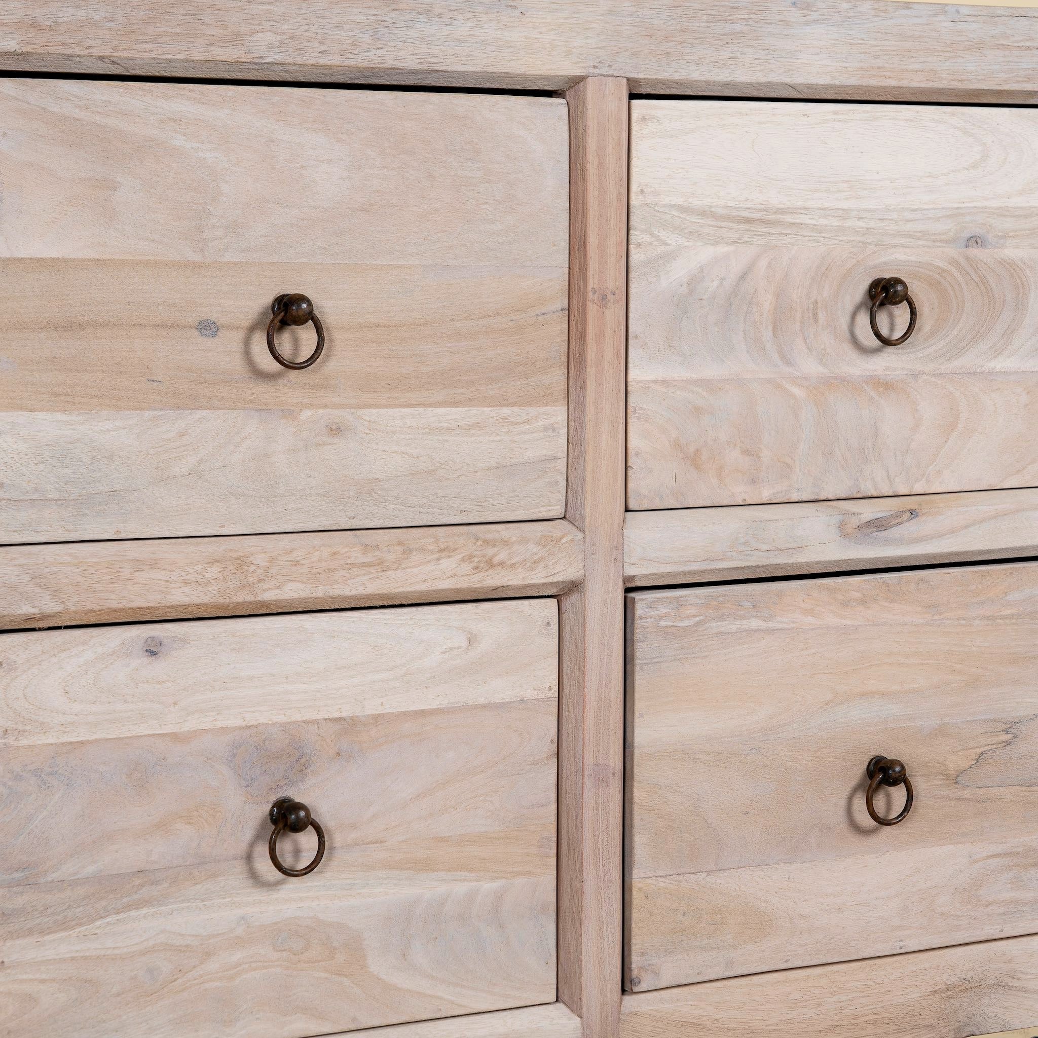 Dune Sideboard | Sandblasted Solid Mango Wood | 8 Drawer Storage Cabinet | Handcrafted in Jodhpur - DOBRI ARTS AU