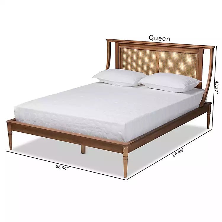 Elara Natural Rattan Bed – Solid Wood Canopy Style Bed Frame with Woven Rattan Headboard - DOBRI ARTS AU