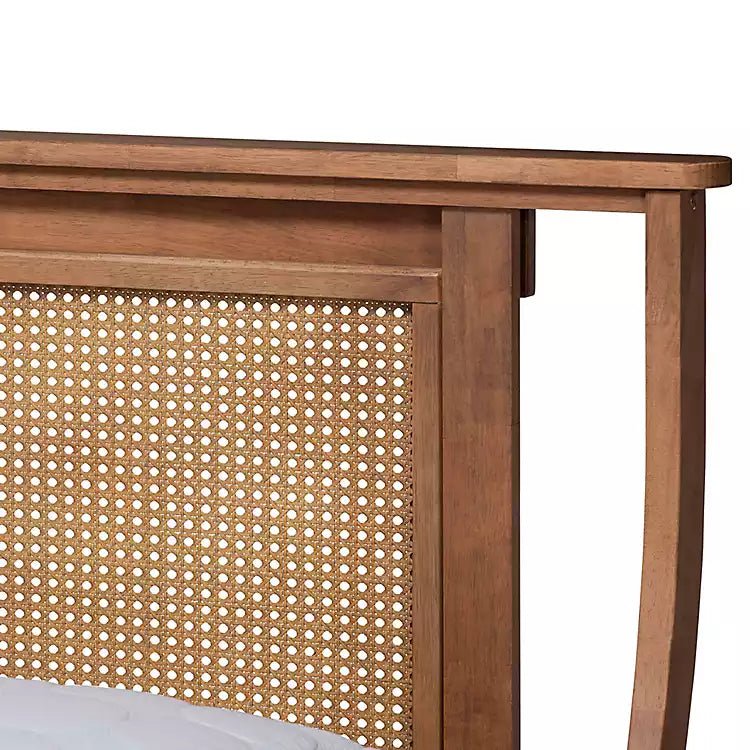 Elara Natural Rattan Bed – Solid Wood Canopy Style Bed Frame with Woven Rattan Headboard - DOBRI ARTS AU