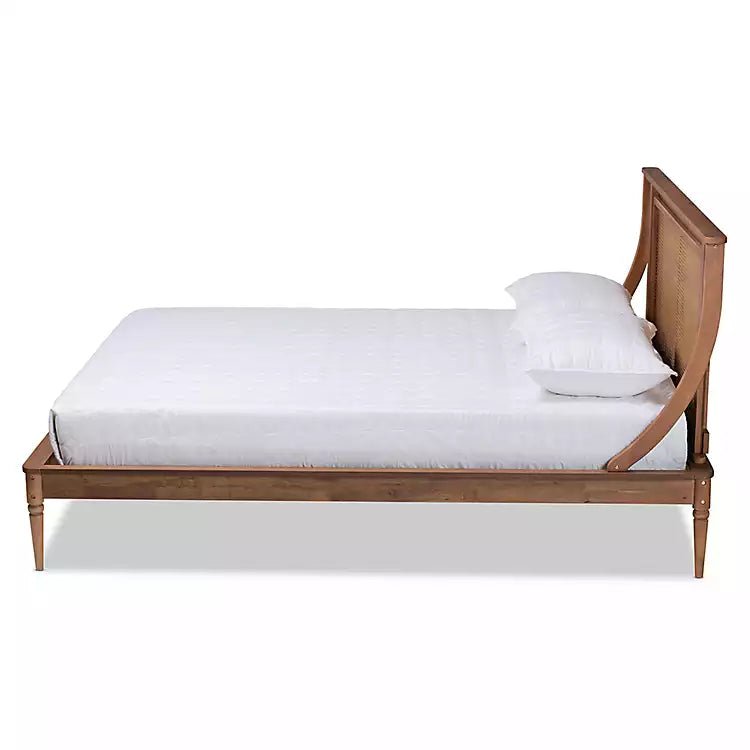 Elara Natural Rattan Bed – Solid Wood Canopy Style Bed Frame with Woven Rattan Headboard - DOBRI ARTS AU