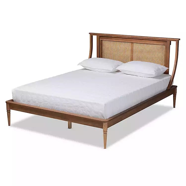 Elara Natural Rattan Bed – Solid Wood Canopy Style Bed Frame with Woven Rattan Headboard - DOBRI ARTS AU
