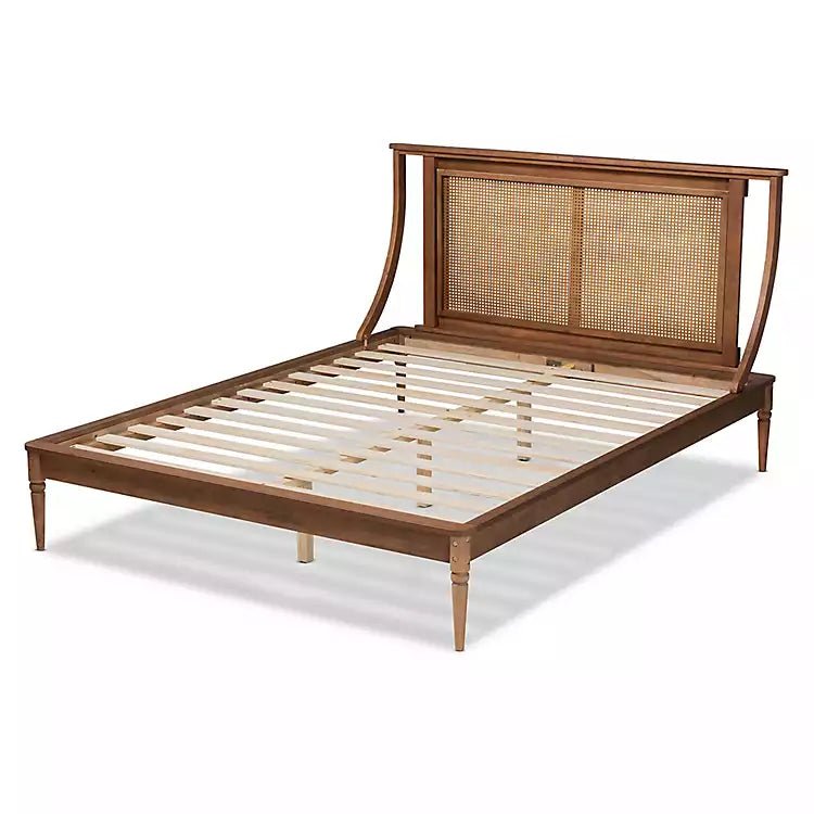 Elara Natural Rattan Bed – Solid Wood Canopy Style Bed Frame with Woven Rattan Headboard - DOBRI ARTS AU