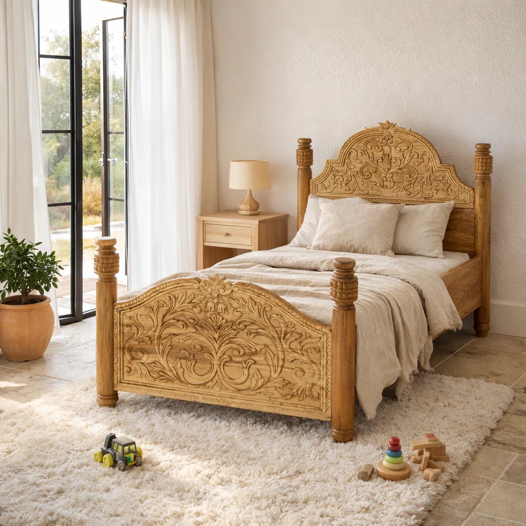 Elowen Carved Heritage Single Bed - DOBRI ARTS AU