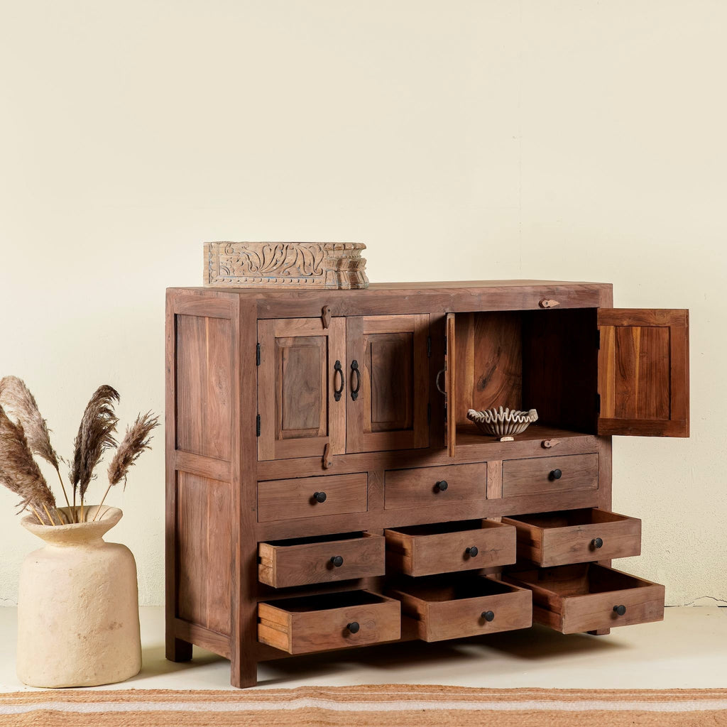 Falguni Solid Teak Wood Storage Cabinet - DOBRI ARTS AU