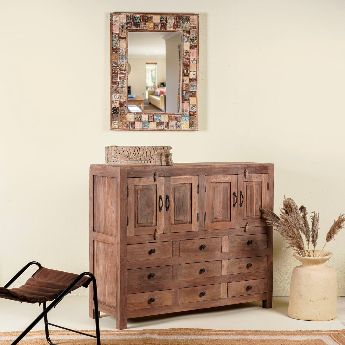Falguni Solid Teak Wood Storage Cabinet - DOBRI ARTS AU