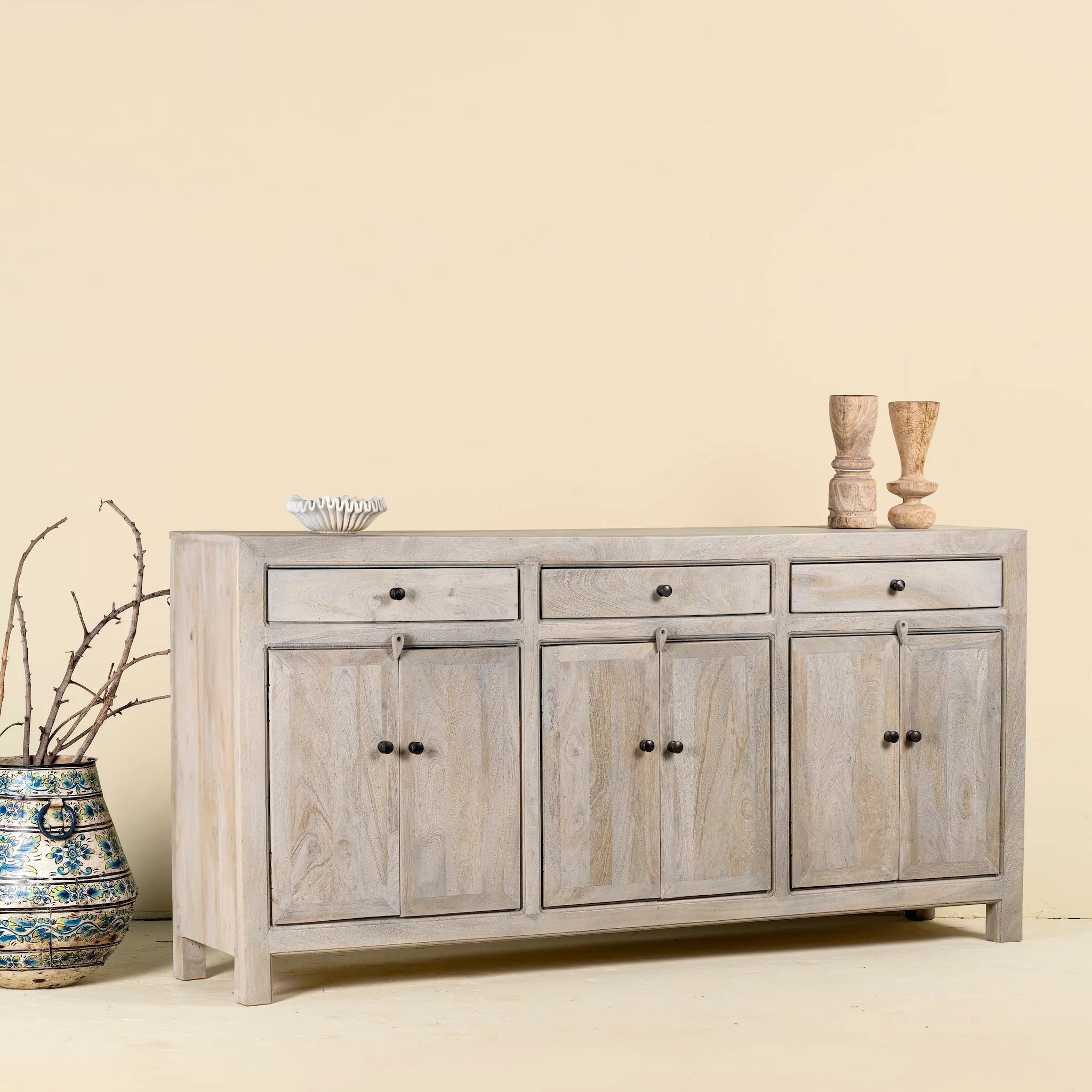 Fanish Mediterranean Style Wooden Sideboard - DOBRI ARTS AU