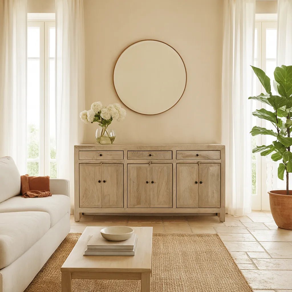 Fanish Mediterranean Style Wooden Sideboard - DOBRI ARTS AU