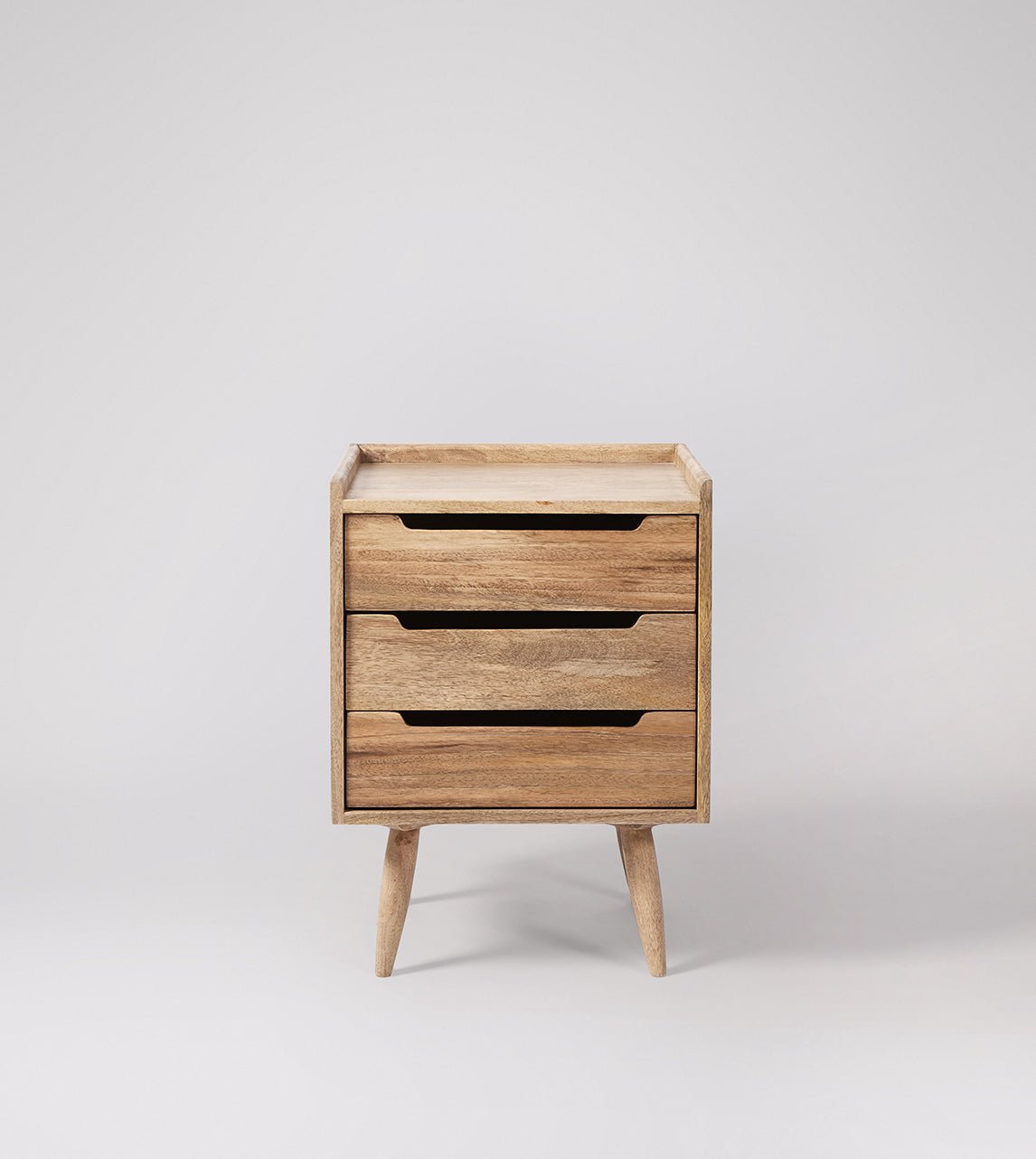 Finola Natural Mango Wood Bedside Table – 3 Drawer Nightstand, Solid Wood Bedroom Storage Cabinet & Mid-Century Accent Table - DOBRI ARTS AU
